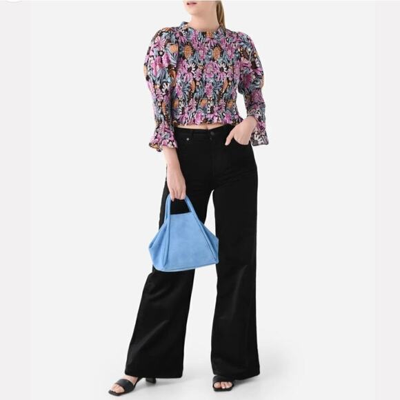 Anthropologie Banjanan Agnes Blouse Small Black Multicolor - Picture 2 of 9